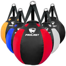 Load image into Gallery viewer, PROLAST Wrecking Ball Heavy Punching Bag for Adults, Hook and Uppercut, Body Snatcher, Boxing, MMA, Muay Thai Training Equipment, Unfilled, 65 lbs, Rhino Red and Black
