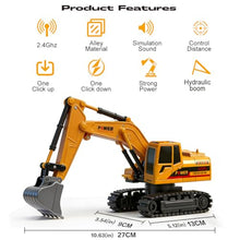 Load image into Gallery viewer, UMURSIM RC Hydraulic Excavator Toy, 6-Channel Remote Control Excavator with Metal Shovel &amp; Lights

