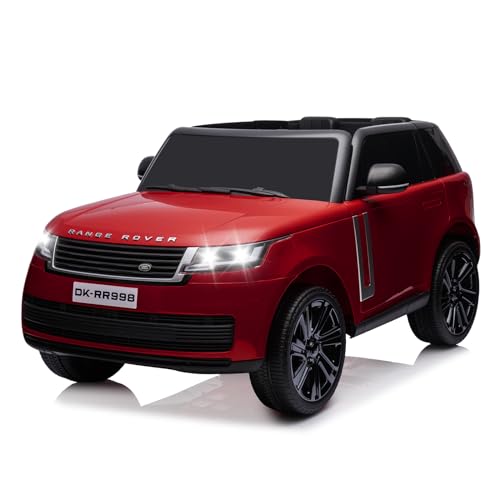 24V Ride On Car, 2-Seater Licensed Land Rover with Parent Remote Control, 3 Speeds, Wireless Music, MP3 Player, Electric Car for Kids, Wine Red