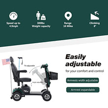 Load image into Gallery viewer, Metro Mobility 4 Wheel All Terrain Mobility Scooters for Seniors - 300 lbs Capacity Electric Mobility Scooter for Adults - Long Range Power Extended Battery w/Thickened Seat and Crutch Box - Emerald
