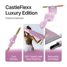 Load image into Gallery viewer, CastleFlexx Mobility and Full Body Strengthening Device | Non-Elastic Stretch Strap with Natural Premium Cork Handles for Stretching, Exercise, Physical Therapy, and Yoga
