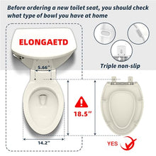 Load image into Gallery viewer, Ccbello ELONGATED toilet seat risers for seniors, Slow Close, Elevated toilet seat, Heavy Duty, Never Loosen, Raised toilet seat elongated bowl, Almond/Bone(18.5”)
