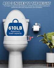 Load image into Gallery viewer, Toilet seat risers, Elevated Toilet Seat 3 inch, Heavy Duty, Never Loosen, Soft Close, Easy Install &amp; Clean, Elongated Raised Toilet seat bowl (18.5”), White
