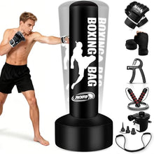 Load image into Gallery viewer, Standing Punching Bag for Adults, Boxing Bag with Stand for Stress Relief &amp; Home Gym, Kicking Bag for MMA Training, Includes Boxing Gloves, Electric Air Pump, Grip Trainer, Jump Rope &amp; Band
