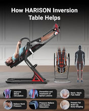 Load image into Gallery viewer, HARISON Inversion Table for Back Pain Relief - Decompression Back Stretcher, 350LBS Capacity Strength Training Inversion Equipment, Decompression Table with Safe Belt &amp; Comfortable Ankle Holders
