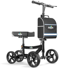 Load image into Gallery viewer, Aojin Knee Scooter for Adults for FootInjuries, 300lbs Capacity, All Terrain Foldable Knee Scooter Walker with Bag, 13" Wide Pu Seat, Compact Crutches Alternative (Black)
