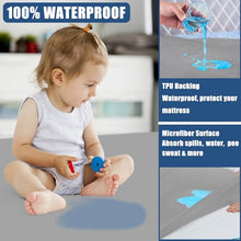 Load image into Gallery viewer, Waterproof Mattress Protector Full Size, 2 Pack Breathable Mattress Cover, Fitted Deep Pocket Mattress Pad Cover Stretches up to 21 Inches, Soft Noiseless Bed Cover
