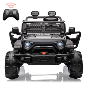 24V Ride On Toys for Big Kids, Electric Car for Kids, 2 Seater Jeep Electric Car, with Suspension, 3 Speed Modes, LED Lights Black