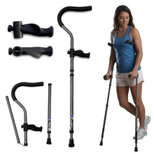 Load image into Gallery viewer, in-Motion Pro Crutches | Foldable Crutches| Crutches for Adults with Ergonomic Handles | Spring Assist Technology | Articulating Tips | Size Tall (5'10" - 7'1") | Charcoal Grey
