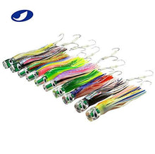 Load image into Gallery viewer, OCEAN CAT Set of 10 Pcs Offshore Big Game Trolling Lure for Marlin Tuna Mahi Dolphin Durado Wahoo Trolling Lures Free Mesh Bag (Mixed - Crystal Head - 10pcs)
