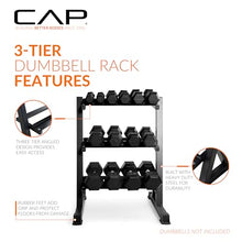 Load image into Gallery viewer, CAP Barbell 280 LB Dumbbell Set with 3-Tier Rack, Rubber Hex Weights
