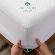 Load image into Gallery viewer, Full Size Waterproof Mattress Cover, Premium Terry Top Mattress Cover, Breathable, Noiseless, Cooing &amp; Machine-Washable Bed Cover with 21" Deep Pocket
