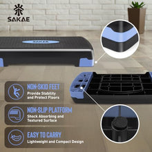 Load image into Gallery viewer, Blue Black Exercise Step Platform Set with Kettlebell &amp; Measuring Tape
