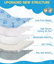 Load image into Gallery viewer, YAOGEG Upgraded Dog Cooling Mat for Dogs&amp; Cats,Ice Silk Self Cooling Mat for Dogs(Q-Max>0.5),Washable Breathable Non-Slip Summer Dog Bed Mats for Crate Car Sofa Indoor Outdoor,Light Blue 35.4×27.5in

