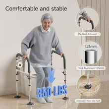 Load image into Gallery viewer, Loyoda Toilet Safety Rails,Height-Adjustable Toilet Frame Width-Adjustable Toilet Handles Foldable Toilet Rail Provides Support for Seniors ， Pregnant ，Disabled （Gray）
