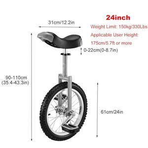 Single Wheel Unicycles Wheel Trainer Unicycle,16/18/20/24in Wheel Outdoor Unicycle Adjustable Seat Exercise Bicycle (24")
