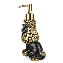 Load image into Gallery viewer, NEWHENGS Poodle Shaped Soap/Lotion/Hand Sanitizer Ceramic Dog Lover Stainless Steel Pump Dispenser for Dog Mom Gifts, Refillable for Kitchen and Bathroom (Gold/Black)
