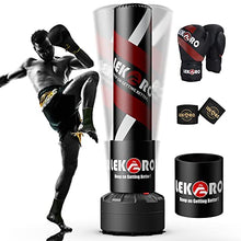Load image into Gallery viewer, LEKÄRO Punching Bag 70" with Boxing Gloves, Heavy Boxing Bag with Stand for Adult Teens, Kickboxing Bag for MMA Muay Thai Fitness (Black red)
