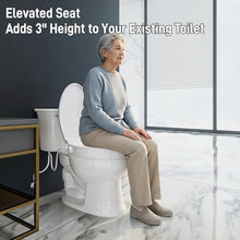 Load image into Gallery viewer, BIGCOW Raised Toilet Seat with Bidet - Elongated, Soft Close, 3" Height - Dual Nozzle (Frontal &amp; Rear Wash) with Adjustable Cold Water Pressure and Stainless Steel Inlet (Elongated)
