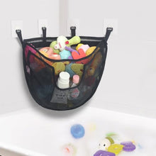 Load image into Gallery viewer, DOCMON Bath Toy Storage, Corner Bath Tub Toy Storage Holder with Bottom Zipper, Quick Release Bath Toy Organizer with Large Pocket, Mesh Shower Toy Holder Basket Net Bin for Bathtub Toys - Black
