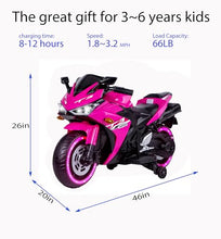Load image into Gallery viewer, Electric Ride-On Motorcycle for Kids with 12V Motor, Training Wheels, Manual Throttle

