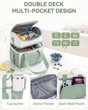Load image into Gallery viewer, HOMESPON Double Layer Insulated Lunch Bag with Shoulder Strap, 12L, Green

