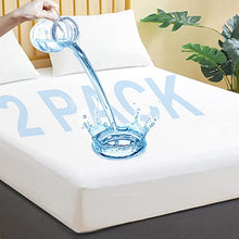 Load image into Gallery viewer, Waterproof Mattress Protector Twin Size, 2 Pack Breathable Mattress Cover, Fitted Deep Pocket Mattress Pad Cover Stretches up to 21 Inches, Soft Noiseless Bed Cover
