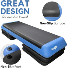 Load image into Gallery viewer, Yes4All Adjustable Workout Aerobic Exercise Step Platform - Blue Black
