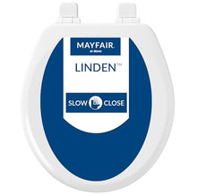 Load image into Gallery viewer, Mayfair Linden Slow Close Toilet Seat, Non Slip Heavy Duty Wood, Easy Install, Round, White
