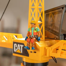 Load image into Gallery viewer, Cat Construction Workforce Jumbo Tower Crane Set, 50-Inch RC Crane Toy with 360-Degree Rotation, Hook and Wrecking Ball, Light, Skid Steer and 4" Figure, USB Rechargeable, Ages 5+
