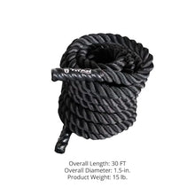 Load image into Gallery viewer, Titan Fitness Battle Rope 30ft x 1.5in, Poly Dacron Heavy Rope for Home Gym Conditioning Workouts, Cross-Train, Strength Training Exercises
