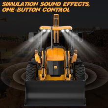 Load image into Gallery viewer, DOUBL E JCB 1:20 Scale RC Excavator &amp; Loader – Dual-Function Construction Model with Rotating Arm, Realistic Sound &amp; Light | Ideal
