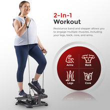 Load image into Gallery viewer, Sunny Health &amp; Fitness 2-in-1 Premium Power Stepper with 400lbs Weight Capacity and Resistance Bands, Low-Impact Cardio with Bluetooth and Free SunnyFit App - SF-S021054
