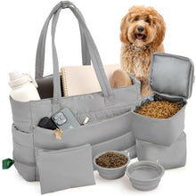 Load image into Gallery viewer, Rubyloo Puffer Dog Travel Bag for Dog Moms, Diaper Bag with Travel Bowls
