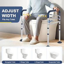 Load image into Gallery viewer, HolyHeal Toilet Safety Rails for Seniors, Adjustable Height &amp; Width Toilet Rails, 350 lb Toilet Handles for Elderly and Disabled, Foldable Toilet Safety Frame, Toilet Bars Fit Any Toilets
