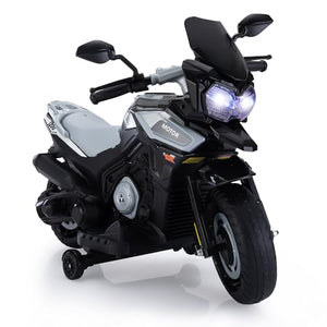 12V Electric Motorcycle for Kids Ride on Toys Motorbike Battery Powered Off-Road Dirt Bikes, Silver