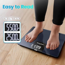Load image into Gallery viewer, Posture 550lb Capacity Digital Bathroom Scale High Precision Body Weight Scale Extra Wide Platform Large LED Display, and Durable 8mm Tempered Glass Platform for Home
