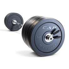 Load image into Gallery viewer, CAP Barbell 370 lb PRO Olympic Weight Set with 7ft Chrome Barbell &amp; Black Bumper Plates
