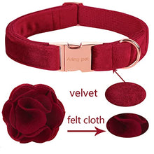 Load image into Gallery viewer, ARING PET Velvet Dog Collars, Christmas Red Soft Pet Collar with Detachable Felt Flower Metal Buckle for Puppy Small Medium Large Boy Girl Dogs-XL
