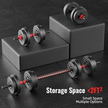 Load image into Gallery viewer, Fitvids 40lbs 2in1 Adjustable Dumbbell Set, Multi-Functional Changeable Dumbbell and Barbell Set
