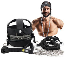 Load image into Gallery viewer, J Bryant Multifunctional Neck Head Harness Weight Lifting Training with Resistance Bands, Door Anchor and Chain, Full Range Muscle Workout
