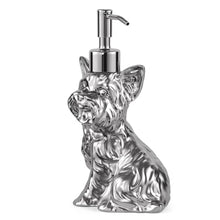Load image into Gallery viewer, NEWHENGS Yorkshire Terrier Shaped Soap/Lotion/Hand Sanitizer Dog Lover Stainless Steel Pump Dispenser for Dog Gifts, Refillable for Kitchen and Bathroom(Silver)
