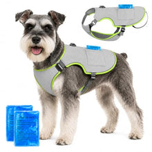 Load image into Gallery viewer, Dog Cooling Vest, Reflective Adjustable Cooling Harness, Ice Pack Pocket, Leash Ring Breathable Summer Vest Hot Weather Outdoor Walks (Grey, S)
