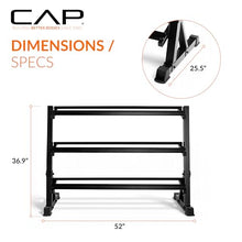 Load image into Gallery viewer, CAP Barbell Heavy-Duty 3-Tier Dumbbell Rack for 5-50 Pound Dumbbell Pairs, 51" Long
