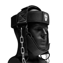 Load image into Gallery viewer, Gymreapers Neck Harness Weight Lifting - Neck Trainer Workout Equipment - Heavy Duty Stainless Steel Chain, Adjustable Neoprene Head Strap, Exercise Equipment for Strength &amp; Pain Relief
