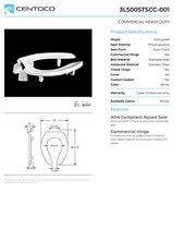 Load image into Gallery viewer, Centoco 3 inch Raised Toilet Seat for Seniors, Elongated, Open Front No Cover, Plastic, Made in the USA, 3L500STSCC-001, White
