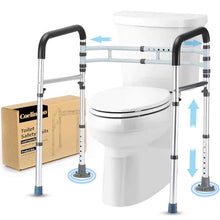 Load image into Gallery viewer, Toilet Safety Rails (300 LB) – Adjustable, Foldable Toilet Handle Frame for Elderly &amp; Disabled Adults, Supports All Toilet Types
