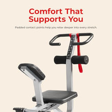 Load image into Gallery viewer, Sunny Health &amp; Fitness Full Body Stretch Machine for Home, Back Stretcher &amp; Flexibility Trainer with Pivoting Seat, Foam Rollers, Safety Straps &amp; SunnyFit App - SF-BH621802
