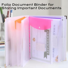Load image into Gallery viewer, XKDOUS Aesthetic Document Organizer Linen Folio Folders with Pockets, 3-Ring Accordion Storage Binders Expanding File Folder for Important Papers, Documents and Files
