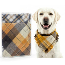 Load image into Gallery viewer, 2 Pack Thick Triangle Dog Bandanas with Tassels Edges, Reversible Plaid Dog Bandanas Boy Girl in Storage Box, Washable Soft Dog Scarf, Holiday Dog Bandana for Medium Large Dogs and Cats (Large)
